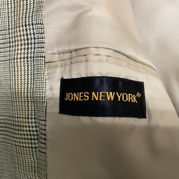 Jones New York Mens Blazer Jacket R44 Classic Plaid Wool Blend Double Button - Picture 3 of 11